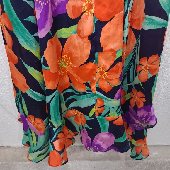 Lulu's Vibrant Floral Maxi Dress - Orange, Green, Purple - Picture 15 of 16